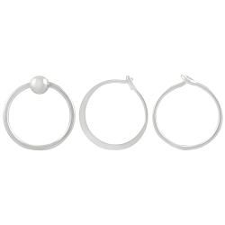 Tressa Sterling Silver 3 piece Hoop Earring Set