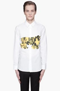 Marni White Tiger Print Button Up Shirt for men