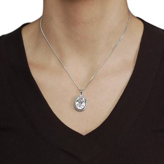 Journee Collection Silvertone Oval cut Cubic Zirconia Necklace