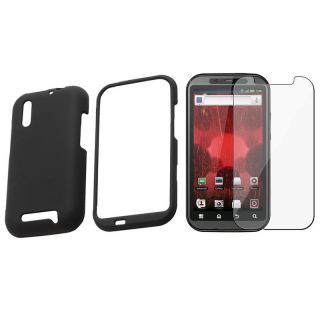Motorola Droid Bionic XT865 Black Rubber Case and Screen Protector