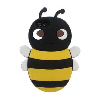 3D Cute Bee Silicone Case For Iphone 5 IB206I   Black + Free Screen