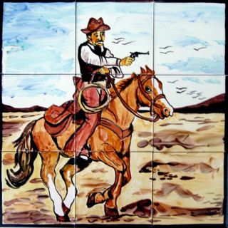 Mosaic Wild West Theme 9 tile Ceramic Wall Mural Today $94.99