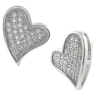 Tressa Sterling Silver Cubic Zirconia Micropave set Heart Stud