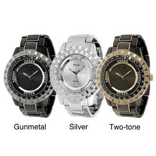 Geneva Platinum Mens Rhinestone accented Link Watch