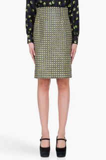 Marc Jacobs Green Tweed Pencil Skirt for women