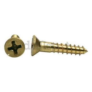 DrillSpot 75832 #8 15 x 1/2 Phillips Flat Head Wood Screw, Brass