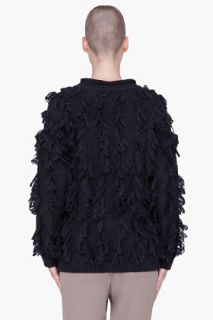 3.1 Phillip Lim Black Intarsia Fringe Sweater for women