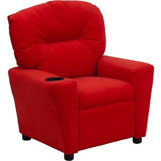 Contemporary Red Microfiber Kids Recliner with Cup Holder Today $116