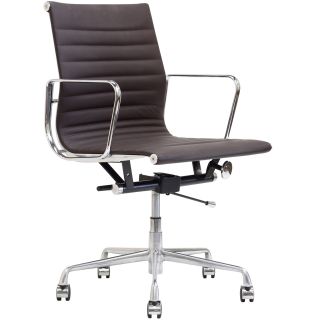 Brown Genuine Leather Ribbed Mid Back Office Chair Today $319.99