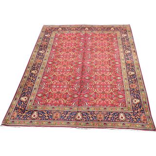 Persian Hand knotted Tabriz Red/Navy Wool Rug (910 x 128