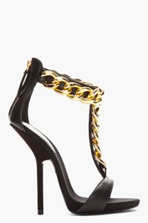 Giuseppe Zanotti Black Leather And Gold Chain Alien 115 Heels for women