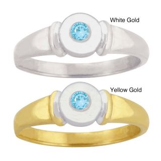 10k Gold Synthetic Aquamarine Contemporary Ring Today $244.99