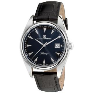 Revue Thommen Mens Heritage Black Leather Strap Automatic Watch