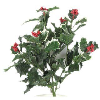 : 20 ARTIFICIAL SILK HOLLY BUSH GREEN/VARIEGATED 206: Home & Kitchen