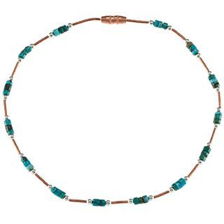 Southwest Moon Liquid Copper Turquoise Heishi Station 10 inch Anklet