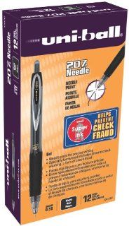 Uni Ball Signo 207 Needle Point Rollerball Pens, Black Ink