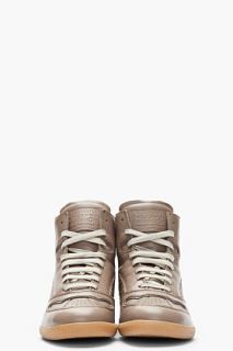 Maison Martin Margiela Taupe Leather High Top Sneakers  for men