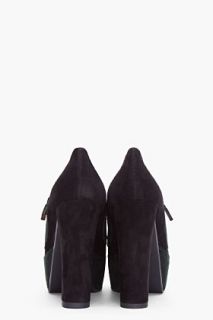 Marni Black & Olive Suede Mary Jane Pumps for women