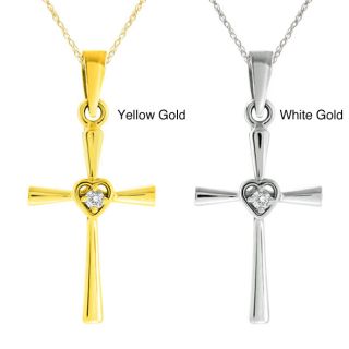 Gold Diamond Accent Heart Cross Necklace Today: $143.29