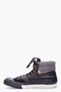 G Star Black High top Leather Campus Sneakers for men
