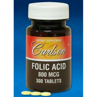 Carlson Labs 800 mcg Folic Acid 300 count Supplement