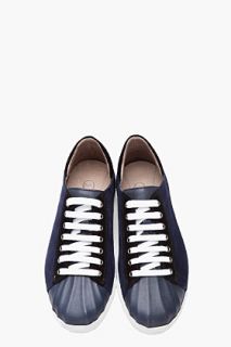 McQ Alexander McQueen Navy Blue Scalloped toe Leather Sneakers for men