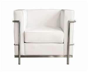 Le Corbusier Lc2 Arm Chair White Genuine Leather Home