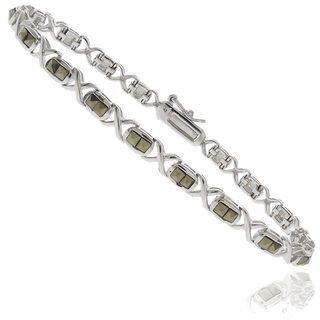Silver Overlay Marcasite Square Infinity Link Bracelet