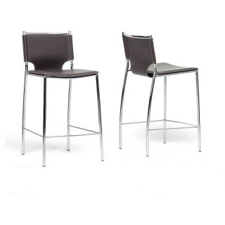 Montclare Brown Leather Modern Counter Stool (Set of 2)