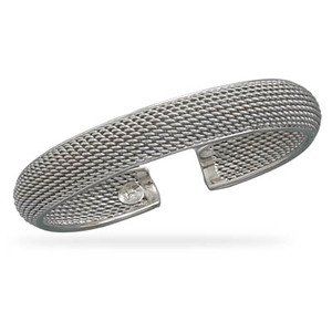 Basket Weave Woven Domed Cuff Bracelet Sterling Silver