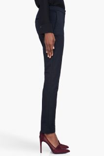 T By Alexander Wang Midnight Blue Embroidered Jacquard Trousers for women