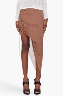 Helmut Lang Long Cinnamon Brown Drape Skirt for women