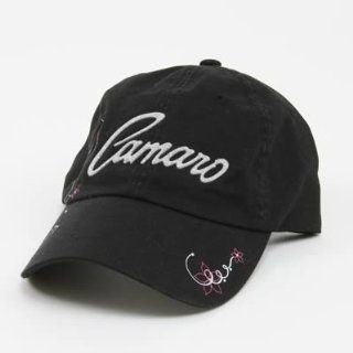 Womens Black Camaro Script Hat with Rhinestones