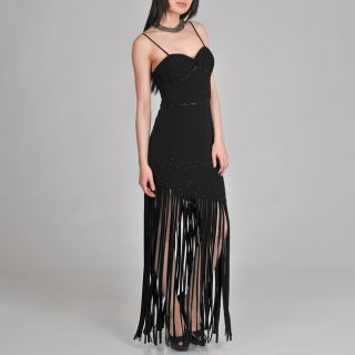 London Womens Black Fringed Evening Dress Today $137.99