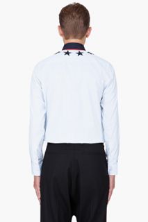 Givenchy Pale Blue Embroidered Neck Shirt for men