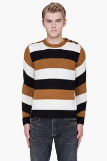 CARVEN Tan Striped Merino Wool Sweater for men