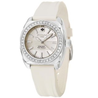 Zodiac Womens Racer Stainless Steel and Rubber Crystals Watch