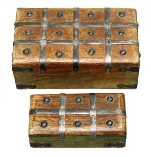 Set of 2 Wooden Trinket Boxes   Keepsake Craft Box: Home