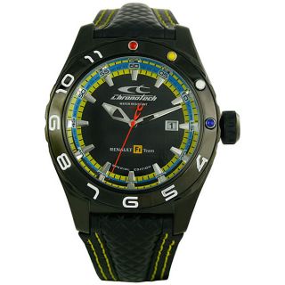 Chronotech Mens F1 Celebration Black Dial Leather Strap Watch
