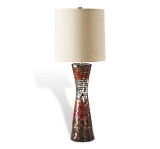 Aster Bronze Red Glass Mosaic Modern Hourglass Lamp Home