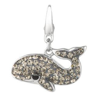 Sterling Silver Grey and Black Crystal Whale Charm