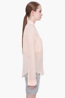 T By Alexander Wang Peach Long Sleeve Silk Blouse for women