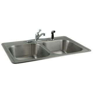Stainless Steel Topmount Double bowl Kitchen Sink and Faucet Set
