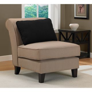 Taupe Slipper Chair and Black Pillow Set
