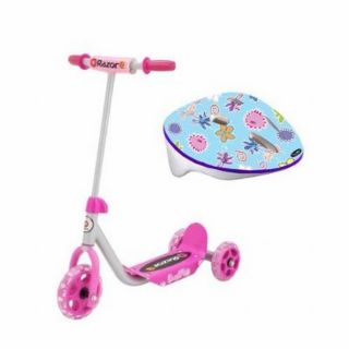 Razor Jr. Kiddie Kick Scooter With 3 Wheels Pink Plus Toddler Helmet