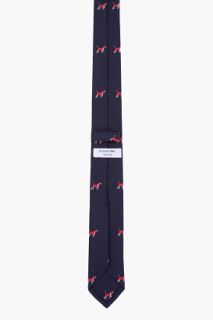 Thom Browne Navy Silk Beagle Pattern Tie for men