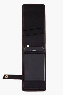 Want Les Essentiels De La Vie Olive Metallic Leather Newbery Iphone 4 Flip Case for women