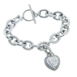 Eternally Haute Stainless Steel White Czech Crystal Heart Bracelet