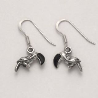 Toucan with Onyx Bill Earrings Clothing
