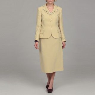 John Meyer Womens 3 button Beaded Skirt Suit